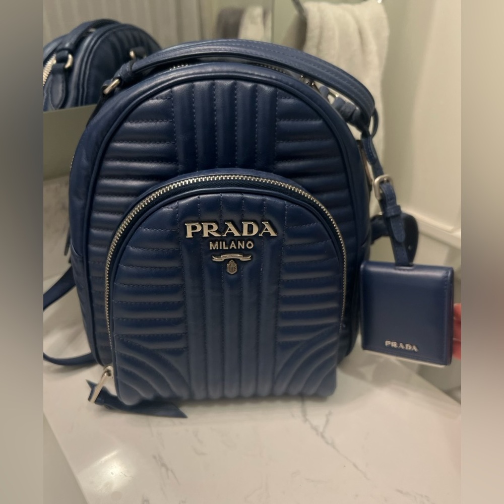 Prada dark blue backpack